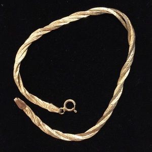 14K Gold Braided Herringbone Bracelet